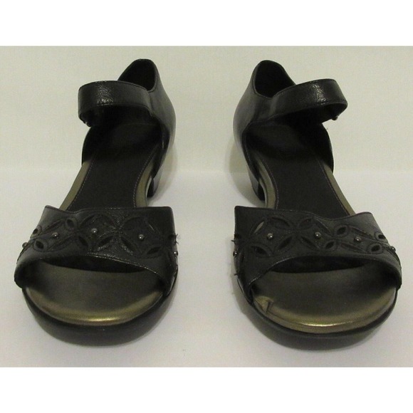 Aravon Sofia Hook Loop Leather AAO05BK Black Sandals Shoes 8.5 AA Women's $139 - Picture 2 of 12